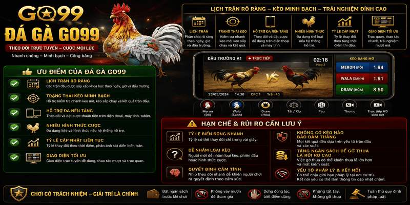 Ưu điểm và hạn chế của đá gà GO99