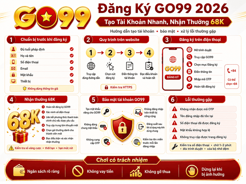 Đăng Ký GO99 2026 – Tạo Tài Khoản Nhanh, Nhận Thưởng 68K