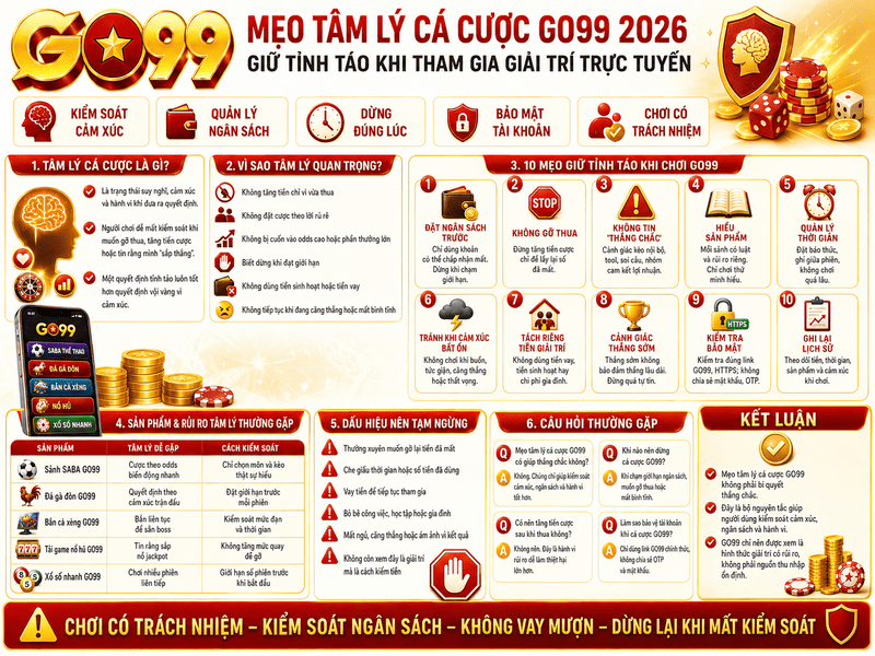 Mẹo Tâm Lý Cá Cược GO99 – Giữ Tỉnh Táo Khi Giải Trí